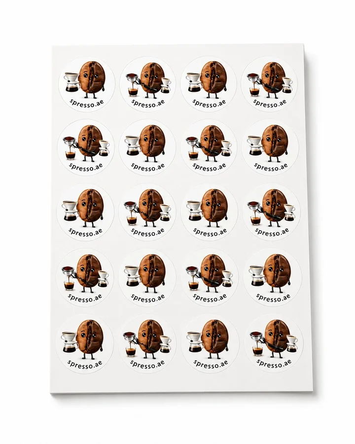 Custom branded sticker sheet for spresso.ae, UAE